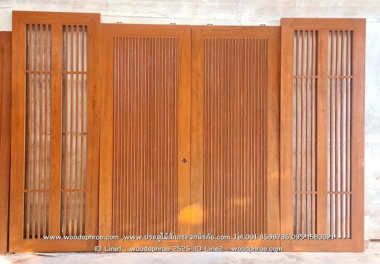 งานทาสีประตูบ้านไม้สัก สีไม้สักทอง เบอร์ 1 - BB225 C1