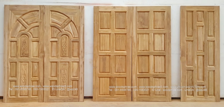 เกรดไม้ - ตัวอย่างประตูไม้สัก เกรด B+ - BB167, B19, B05